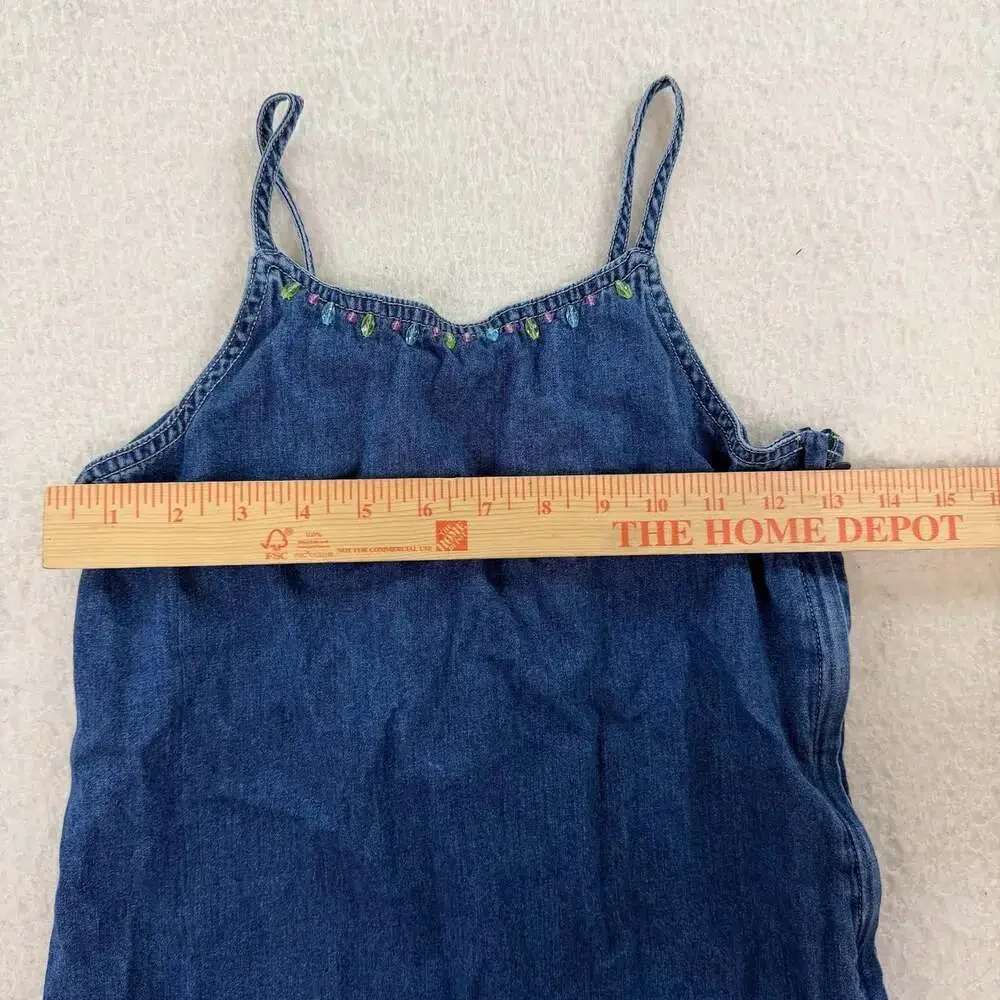 Y2K 2000s GAP Denim Beaded Floral Embroidered Dress Size XL 12